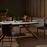 BRANCA Quartz with Marble Accents and FOIL Leather Dining Chairs