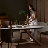 BRANCA Quartz with Marble Accents and FOIL Leather Dining Chairs