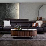 KOF half leather sofa with adjustable headrests
