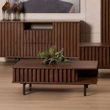LOUVRE Fluted Timber with Storage Drawer Coffee Table