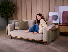 Celadon Modular Fabric Sofa With Movable Side Table