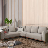 Celadon Modular Fabric Sofa With Movable Side Table