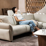 PHIL Leather Soft Foam Back and Headrest Motorised Recliner Modular Sofa