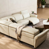 PHIL Leather Soft Foam Back and Headrest Motorised Recliner Modular Sofa