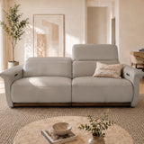 Cellini 2-seater leather power recliner sofa with adjustable headrest styled in a warm neutral living room Singapore
