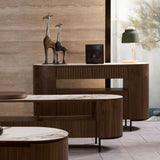 FLUTO Walnut with Sintered Stone Top and Steel Legs Sideboard