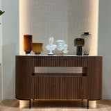 FLUTO Walnut with Sintered Stone Top and Steel Legs Sideboard