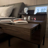 NERO Walnut with Steel Tray Bedside Table