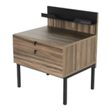 NERO Walnut with Steel Tray Bedside Table