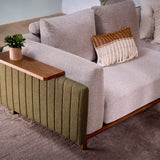 Celadon Modular Fabric Sofa With Movable Side Table