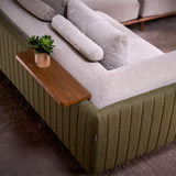 Celadon Modular Fabric Sofa With Movable Side Table