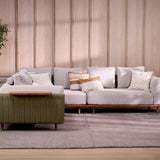 Celadon Modular Fabric Sofa With Movable Side Table