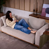 Celadon Modular Fabric Sofa With Movable Side Table