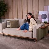 Celadon Modular Fabric Sofa With Movable Side Table
