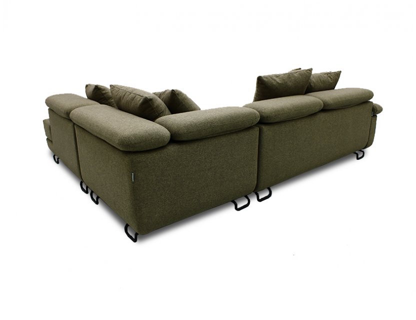 Apollo L-Shape Fabric Sofa with Seat Cushions and Adjustable Headrest