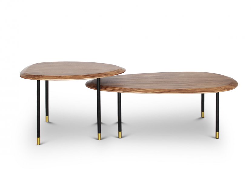 Celadon Coffee Table with Gold-tipped Steel Legs
