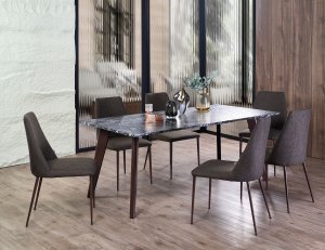 Black Beauty Granite Dining Table 1.6m with 4 Henry Dining Chairs