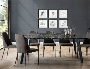 Black Beauty Granite Dining Table 1.9m with 6 Henry Dining Chairs