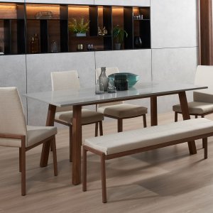 Bolda Grey Quartz Top Dining Table 1.8m with 4 Flex Dining Chairs