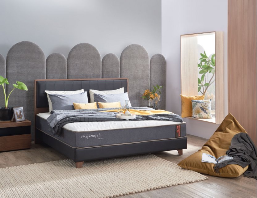 Trinity Bedframe with Faux Leather Panel Headboard