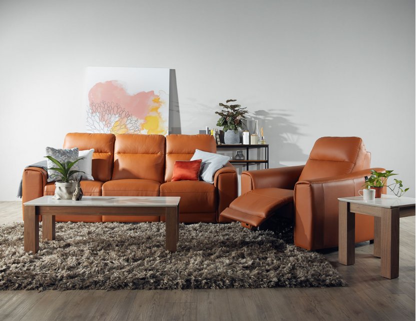 Grande Motorised Leather Recliner Sofa, Brown Leather Sectional Sofas With Recliners