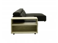 Karl L-Shape Fabric Sofa with Adjustable Headrest and Wooden Storage Arm