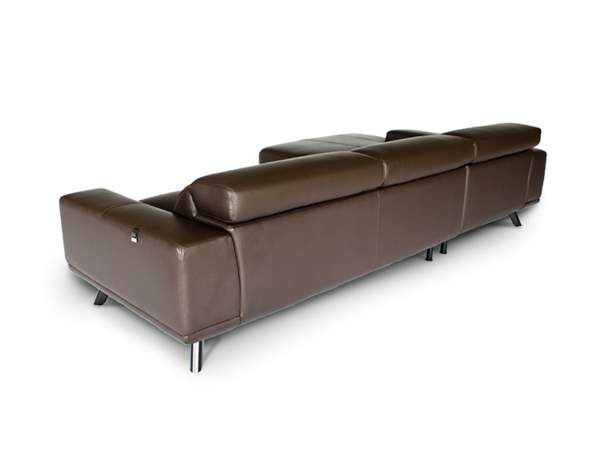 Kof L-Shape Half Leather Sofa with Adjustable Headrests