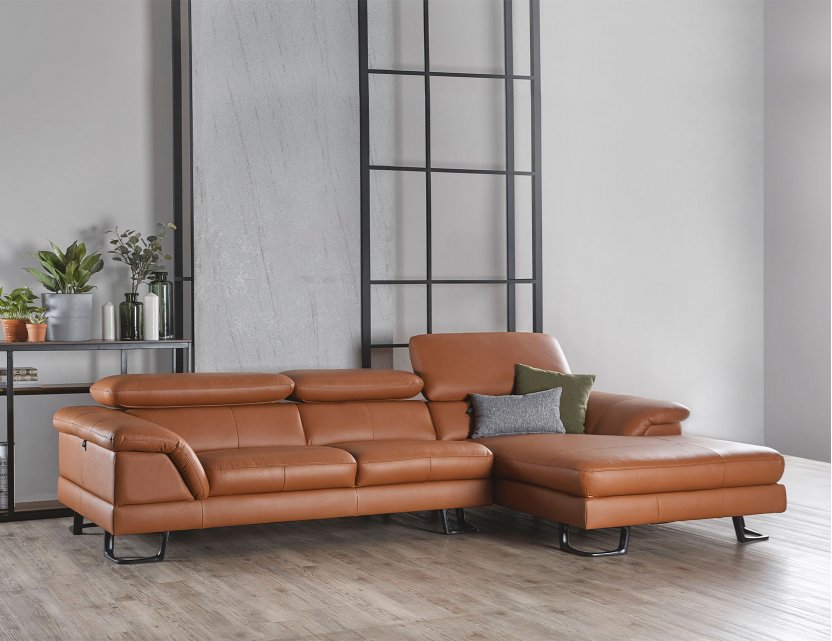 Korus L Shape Leather Sofa With, Leather Couch L Shape