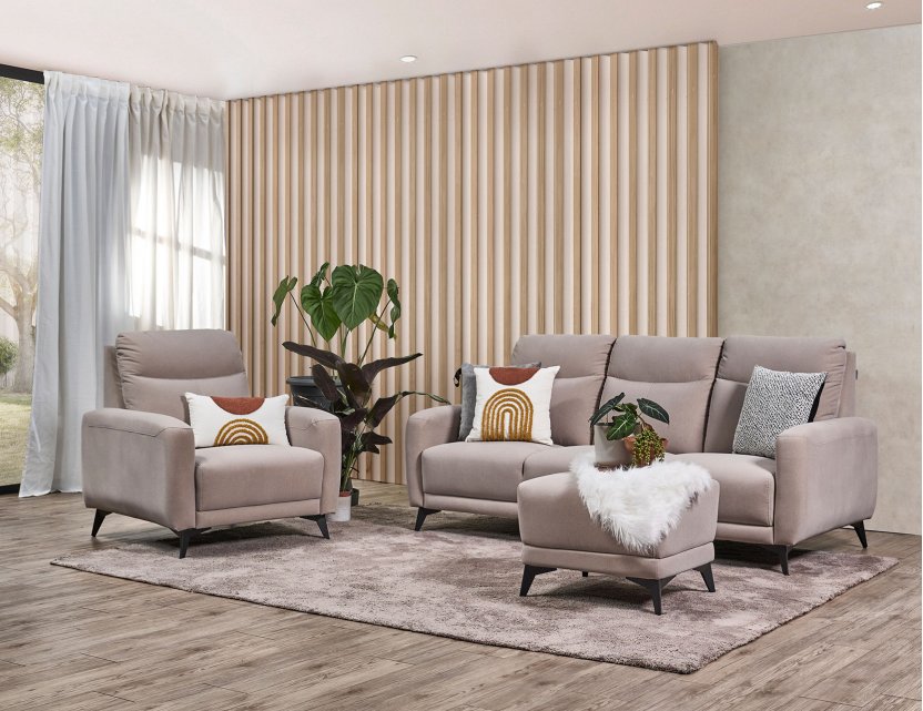 Leo Fabric Sofa With High Backrests And