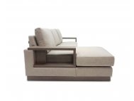 Luceo L-Shape Fabric Sofa with Wooden Storage Arm